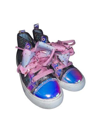 JoJo Siwa Purple Iridescent Mermaid Bow Shoes High Top Sneakers Size 1